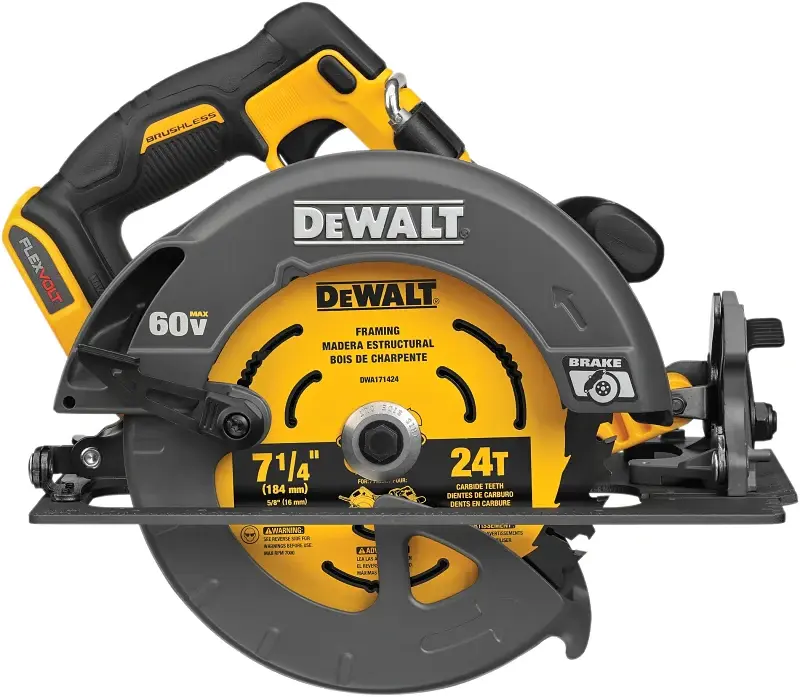 DEWALT DCS578B Brushless Circular Saw Brake, Tool Only, 60 V, 7-1/4 Dia Blade, 57 deg Bevel, 2-9/16 D Cutting