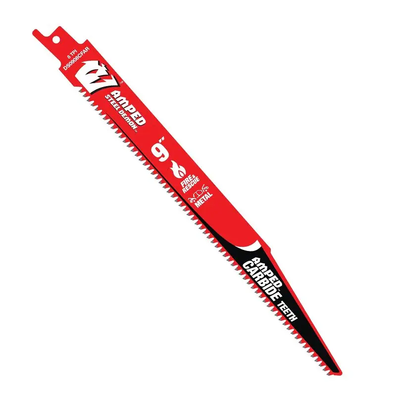 Diablo AMPED Reinforced Demon Series DS0908CFAR10 Reciprocating Saw Blade, 9 L, 8 TPI, Carbide Cutting Edge