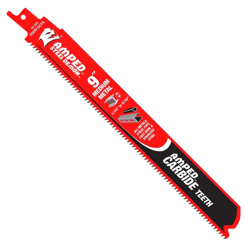 Diablo Steel Demon AMPED Series DS0910CFA3 Reciprocating Saw Blade, 1 W, 9 L, 10 TPI, Carbide, 3/PK