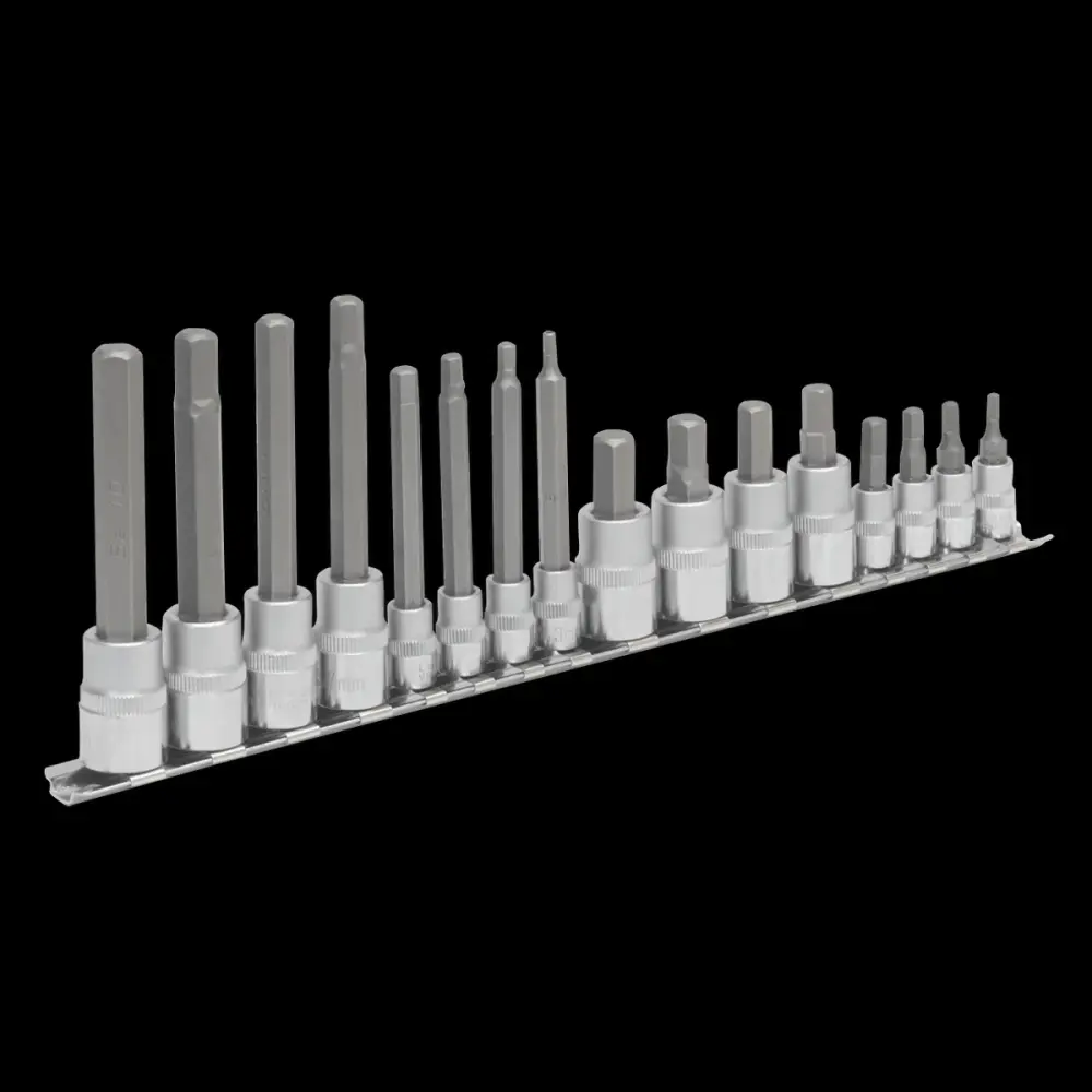 Sealey AK6219 Hex Socket Bit Adjust 16pc 1/4" & 3/8"Sq Drive