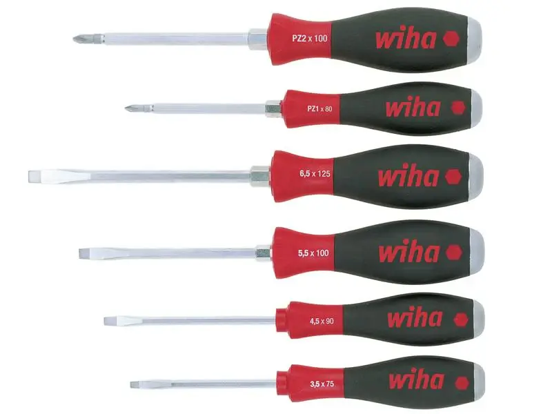 Wiha SoftFinish SL/PZ Hex Blade Screwdriver Place, 6 Piece