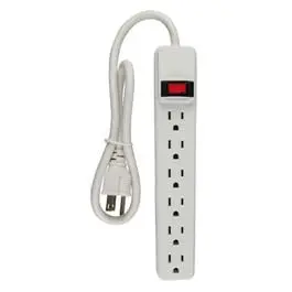 6-Outlet Power Strip White Overload Protection Home Office Master Electrician
