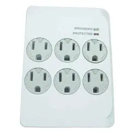 Outlet Surge Tap, 1200 Joules, 6-Outlet, White Plastic Master Electrician