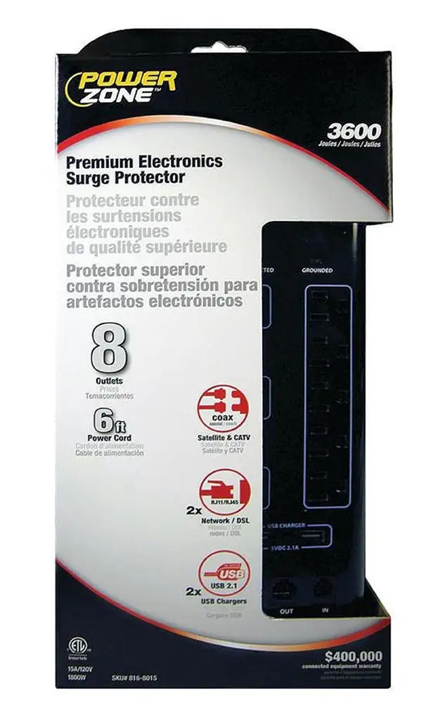 12-Outlet Surge Protector Home Electrical Supplies Power Zone