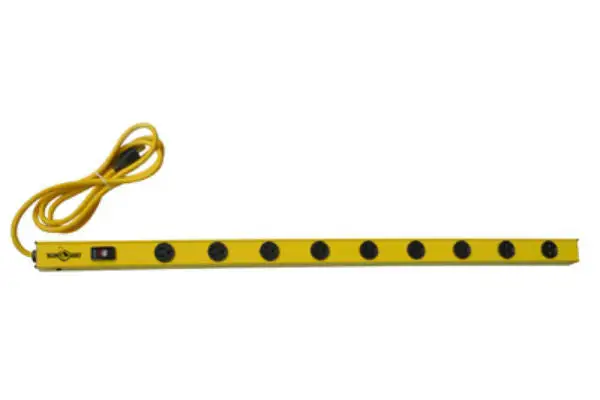 Yellow Jacket 5153 Workshop 9-Outlet Metal Bar Power Strip 5' Cord 36