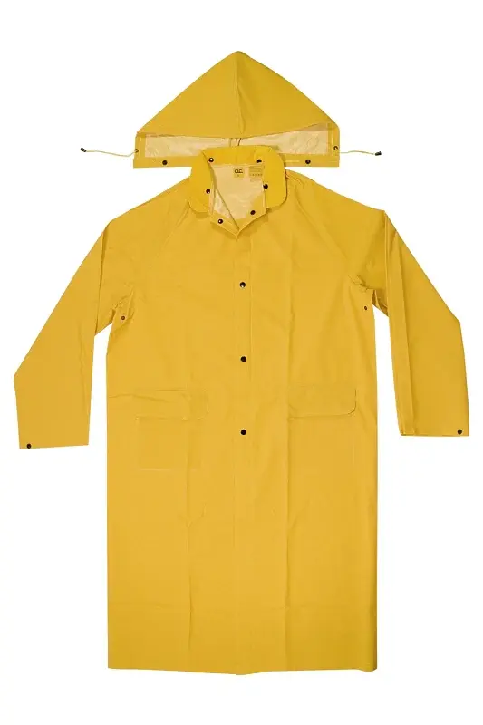 CLC CLIMATE GEAR Series R105L Protective Coat, L, PVC, Lemon, Detachable Collar, Snap Front Closure