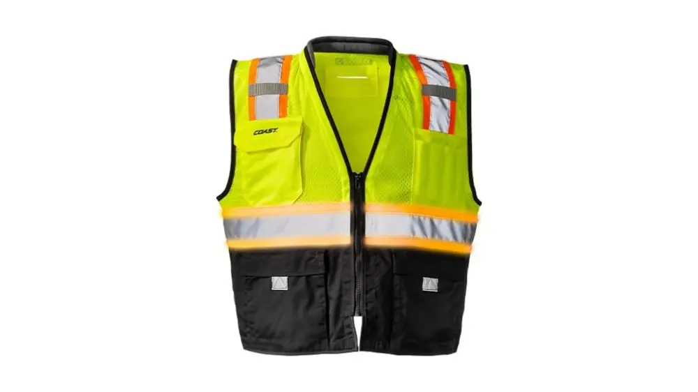 Coast SV500 High-Vis Re-energizable Lighted Safety Vest COAST-Patented CIRCLIGHT 360 Safety Technology