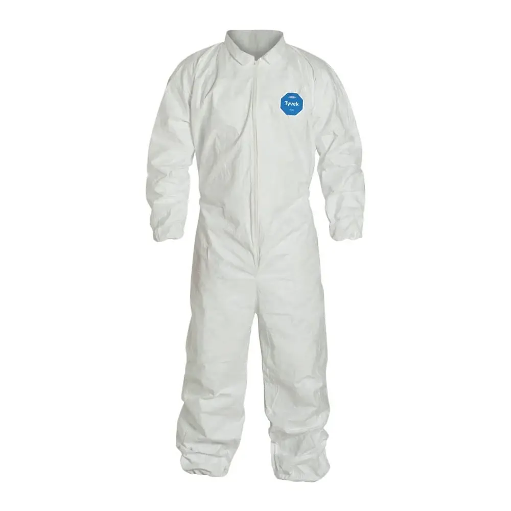 DuPont Tyvek 400 TY125S Disposable Protective Coverall Elastic Cuffs, Pearl, X-Large (Pack 25)