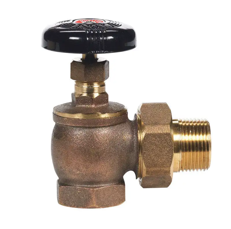 B & K Products Brass Steam Radiator Valve Angle 1-1/4 FPT x 1-1/4 MPT Heat-Resistant Hand Wheel B&K
