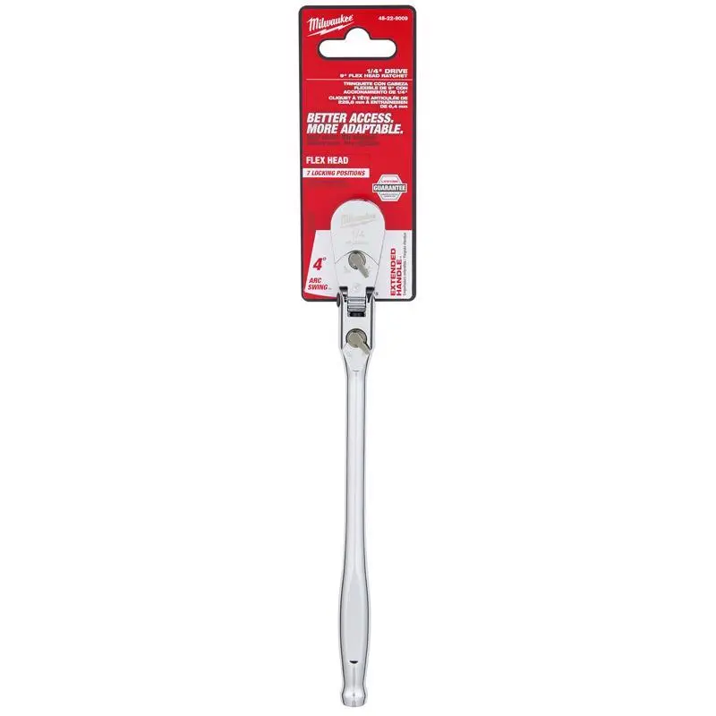 Milwaukee 1/4 . Drive SAE Flex Head Ratchet 90 Teeth Professional Tool