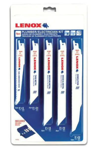Lenox 1498110RKPE 8-Piece Reciprocating Saw Blade Kit Versatile Cutting