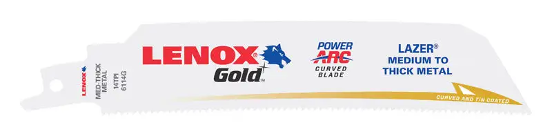 Lenox Gold 6 Inch Bi-Metal Reciprocating Saw Blade 10 TPI 5 Pack Smooth Wood and Metal Cutting