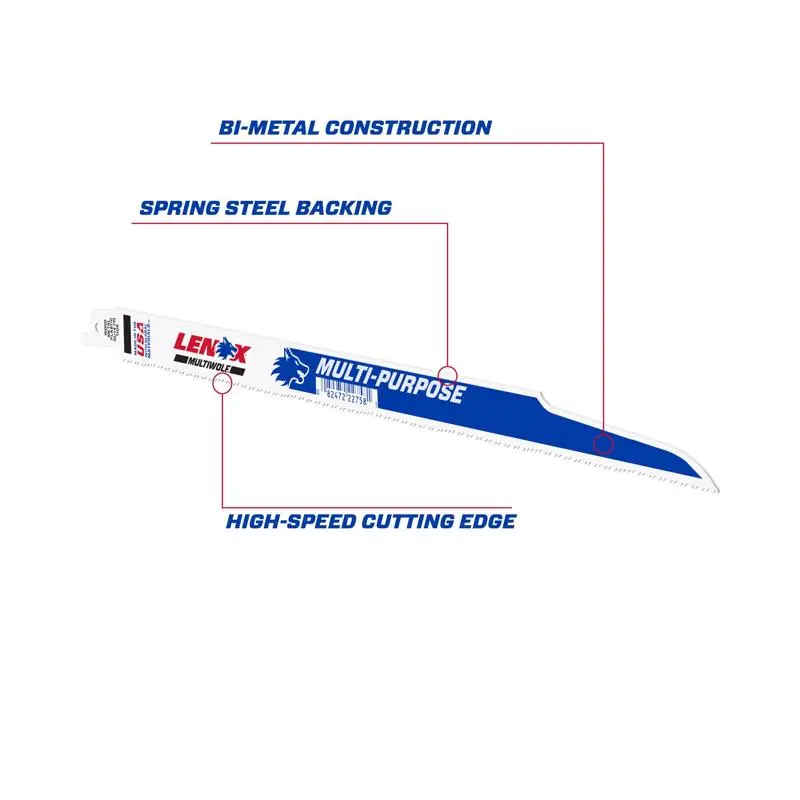 LENOX METALWOLF 9 . Bi-Metal WAVE EDGE Reciprocating Saw Blade 14 TPI 5 Pack Versatile Use