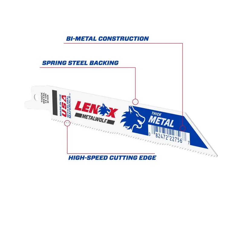 LENOX METALWOLF 4 Inch Bi-Metal Wave Edge Reciprocating Saw Blade 18 TPI Single Blade Fine Cuts