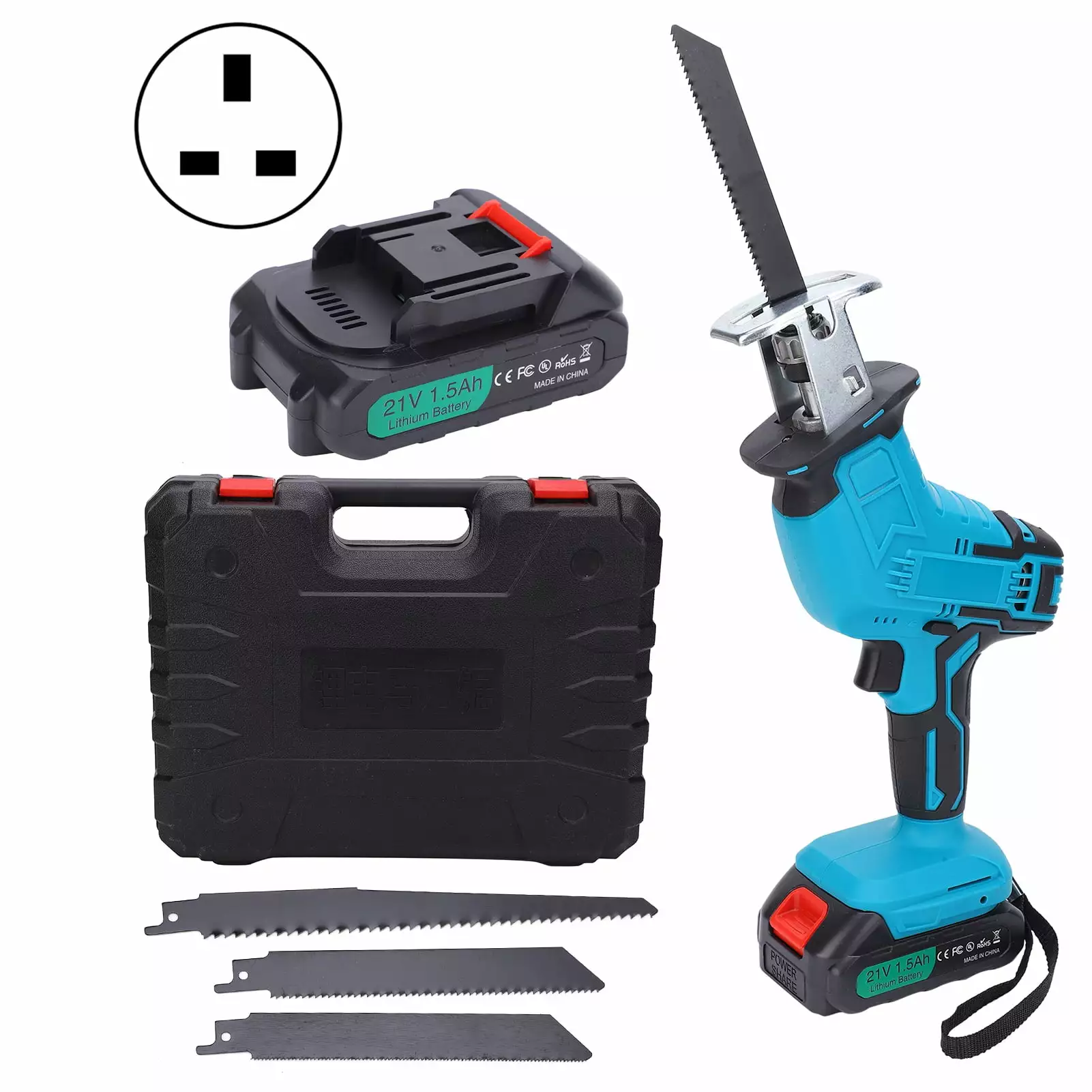 Electric Reciprocating Saw Outdoor Travel-friendly Logging Chainsaw LithiumPower AC100240V(UK Plug ) meilichangfushi
