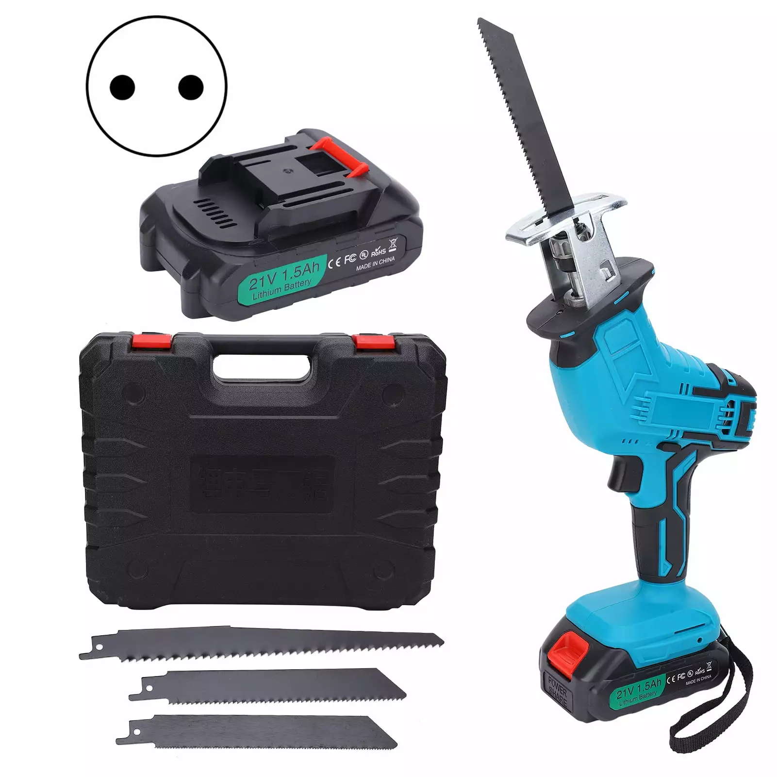 Electric Reciprocating Saw Outdoor Travel-friendly Logging Chainsaw LithiumPower AC100240V(EU Plug ) meilichangfushi