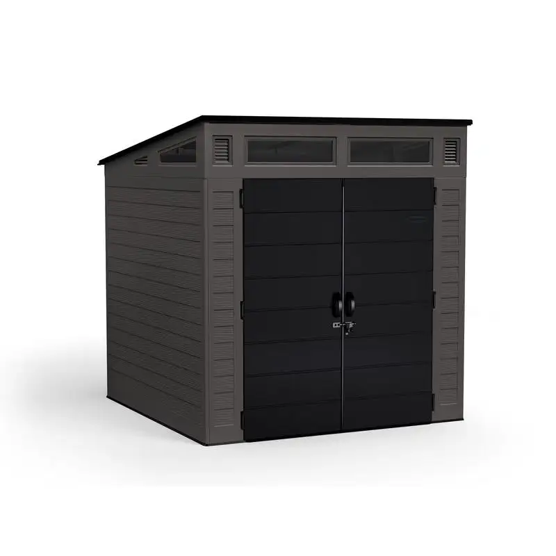 Suncast Modernist 7.41 ft Outdoor Storage Shed Peppercorn Weather Resistant
