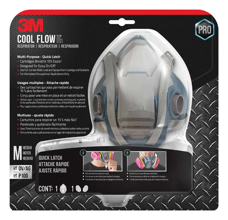 3M P100 Multi-Purpose Half Face Respirator Pro-Series Blue M Dust and Chemical Protection