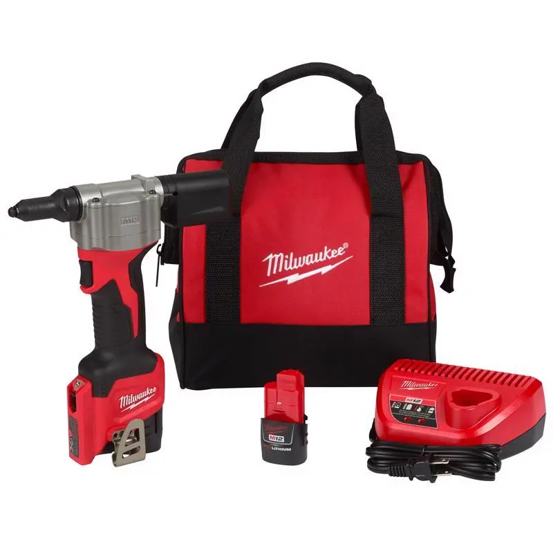Milwaukee M12 Stainless Steel Rivet Tool Kit Black Red 3 pc