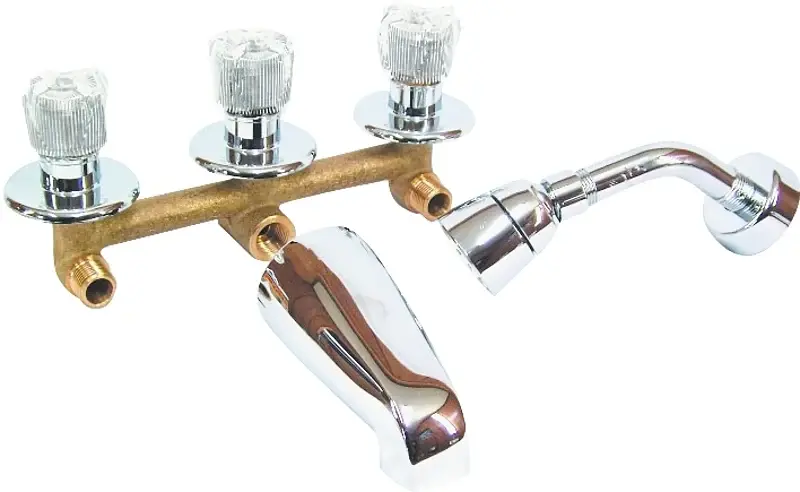 Glass Door Handle US Hardware P-001N Tub and Shower Diverter, 3-Handle, Brass, Chromium