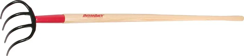 Razor-Back 75144 Potato Hook, 6.9 W, 57-1/8 L, 6-1/2 L Tine, 4-Tine, Hardwood Handle