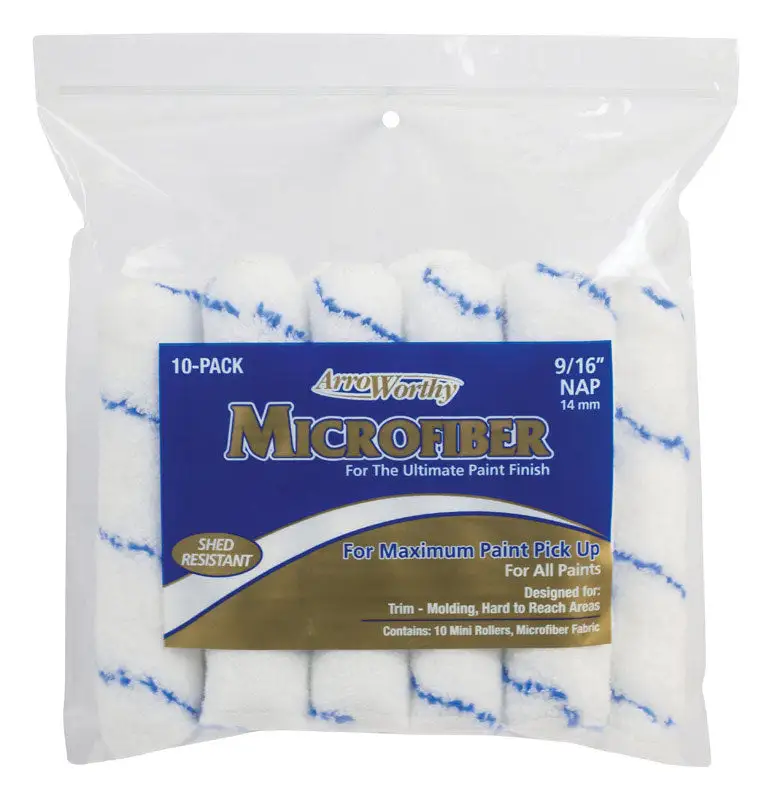 ArroWorthy Microfiber 6.5 W X 9/16 Mini Paint Roller Cover 10 Pack 6