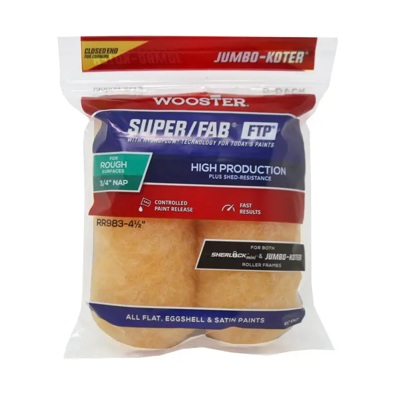 Wooster SUPER/FAB Knit 3/4 x 4-1/2 Inch Paint Roller Cover 2 Pack 12