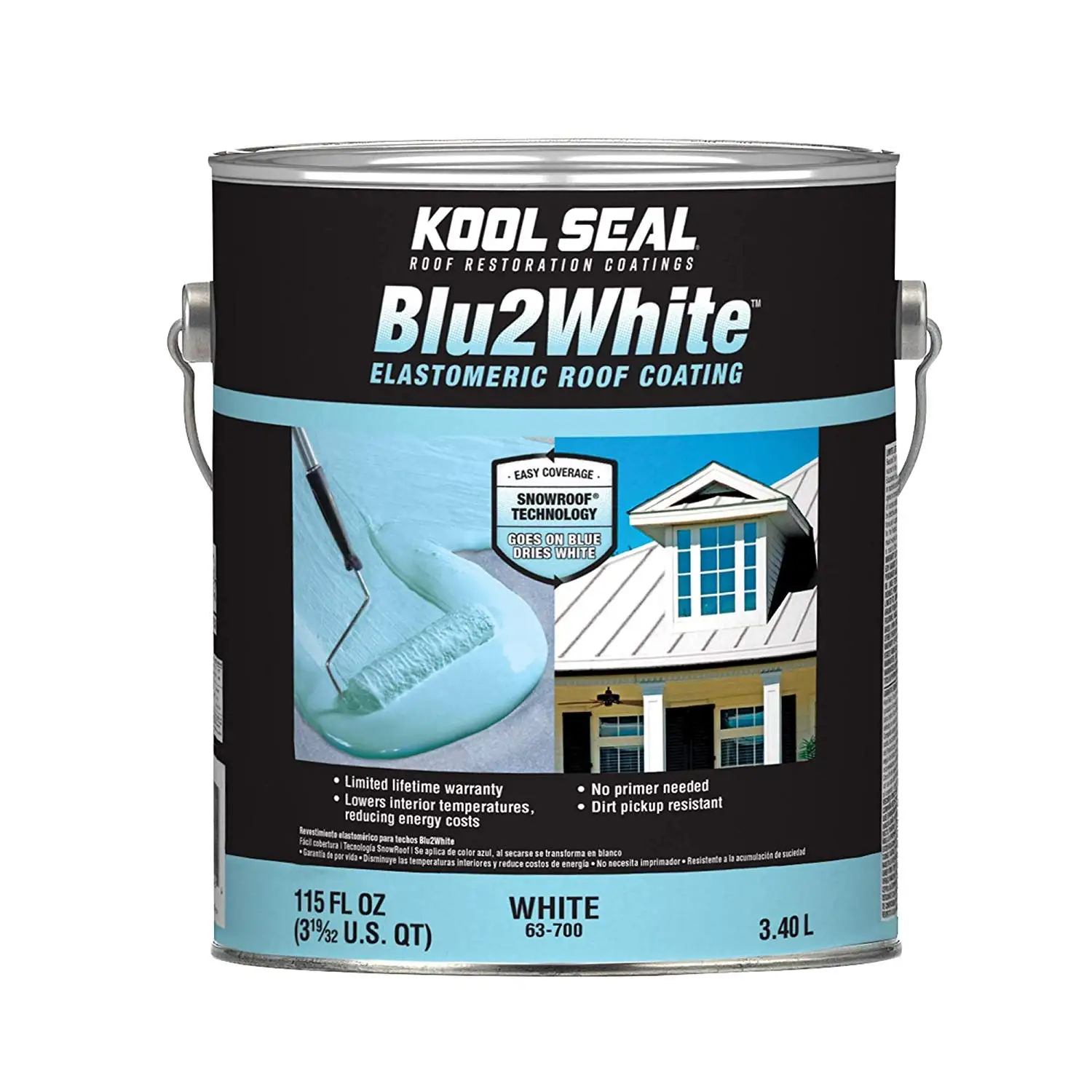 Kool Seal KS0063700-16 Blu2White Elastomeric Roof Coating White 1-Gallon