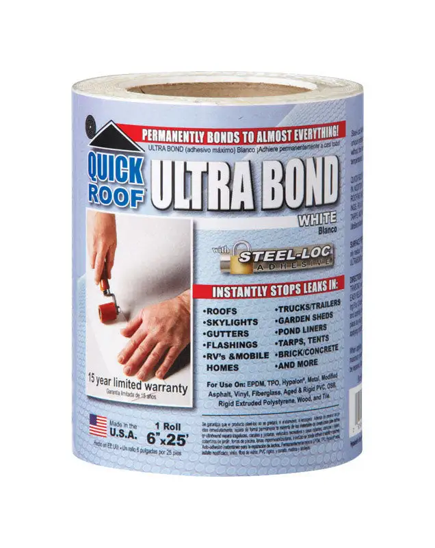 Quick Roof Ultra Bond 6 . W X 25 ft. L Tape Self-Adhesive Roof Repair White
