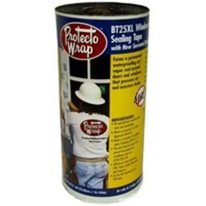 Protecto Wrap BT25XL 8425B12754SSW Window and Door Flashing Tape, 75 ft L, 12 W, HDPE, Gray/White, Self-Adhesive