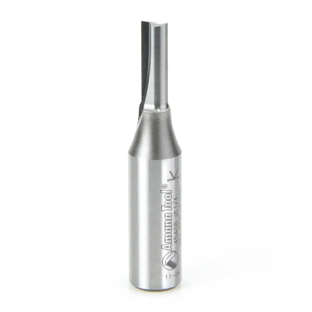 Amana Tool 45408 Solid Carbide Cutting Edge Straight Plunge High Production 1/4 D x 3/4 CH x 2-1/2 Generous 1/2 Inch SHK R...