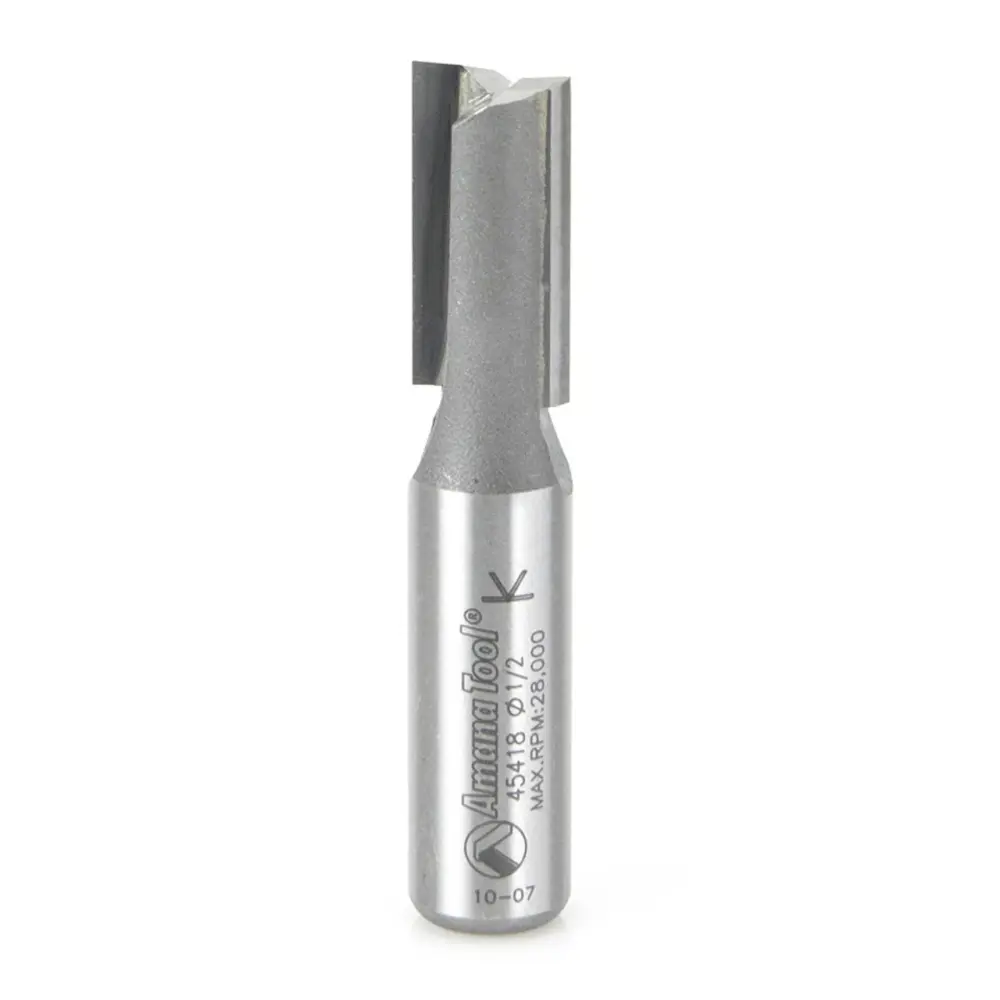 Amana Tool 45418 Carbide Tipped Straight Plunge High Production 1/2 D x 1 CH x 1/2 SHK x 2-5/8 Inch Extended Router Bit