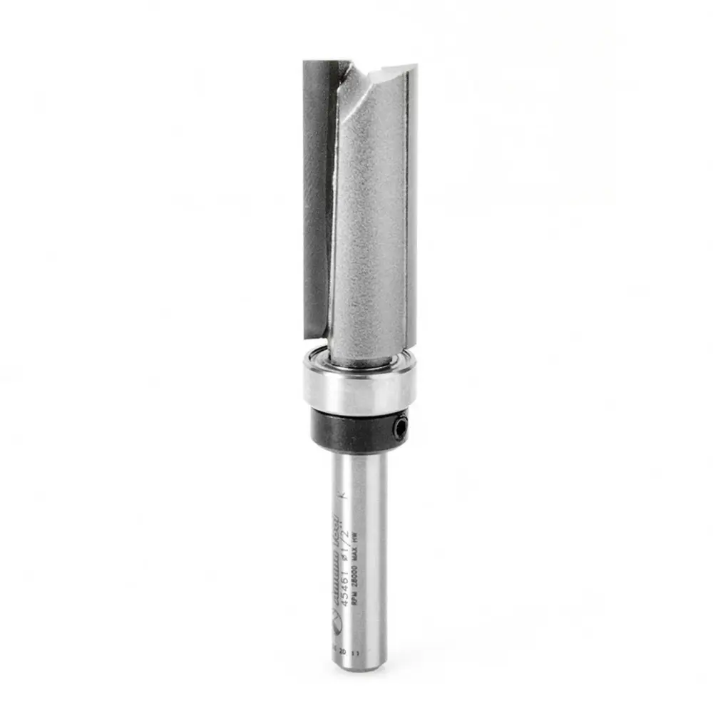 Amana Tool 45461 Carbide Tipped Flush Trim Plunge Template 1/2 D x 1-1/4 CH x 1/4 Inch SHK w/ Upper Ball Bearing Router Bit