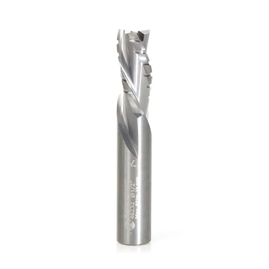 Amana Tool 46232 CNC Plain Carbide Spiral Flute Roughing/Finishing Chipbreaker 1/2 Dia x 1-1/8 x 1/2 Inch Shank Down-Cut R...