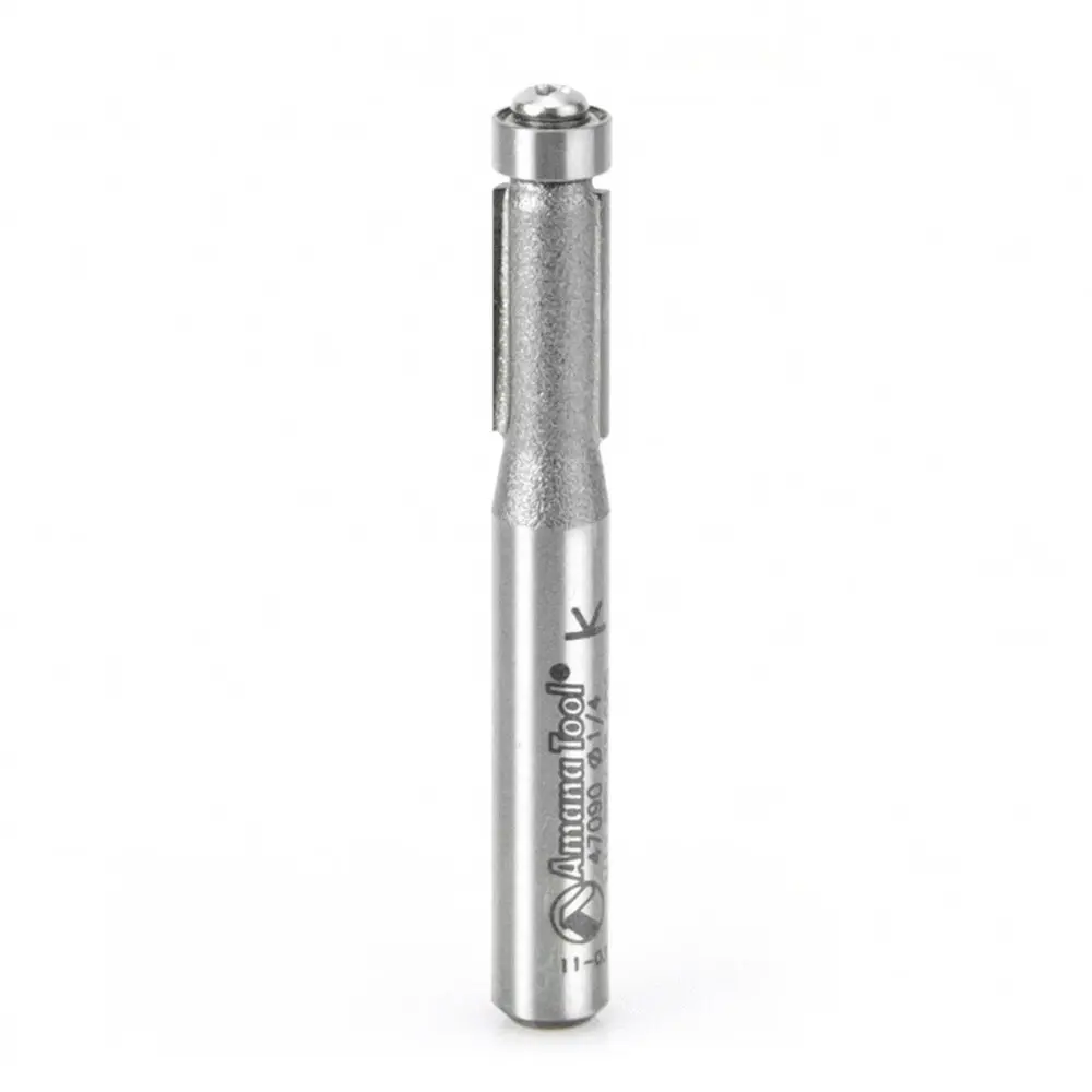 Amana Tool 47090 Carbide Tipped Flush Trim 1/4 D x 1/2 CH x 1/4 Inch SHK x 2-1/4 Inch Maxi Router Bit w/ Lower Ball Bearing
