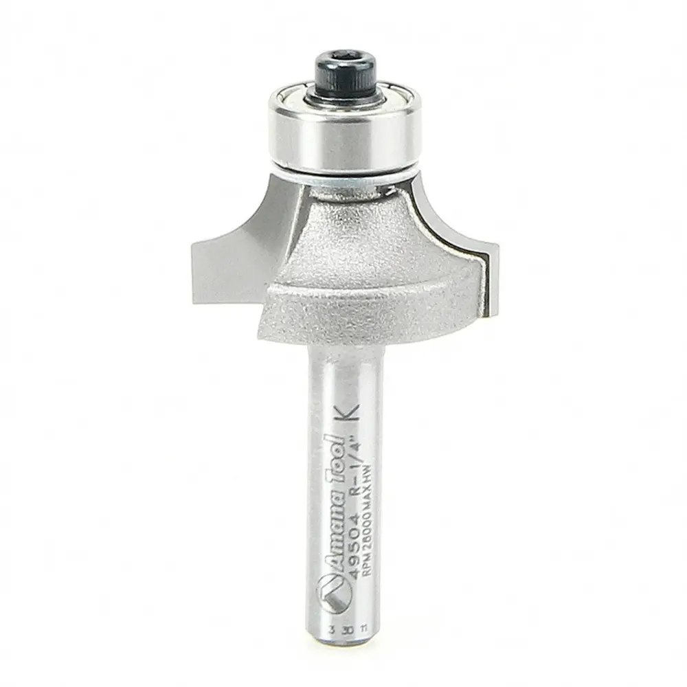Amana Tool 49504 Carbide Tipped Corner Rounding 1/4 R x 1 Inch D x 1/2 CH x 1/4 SHK w/ Lower Ball Bearing Router Bit