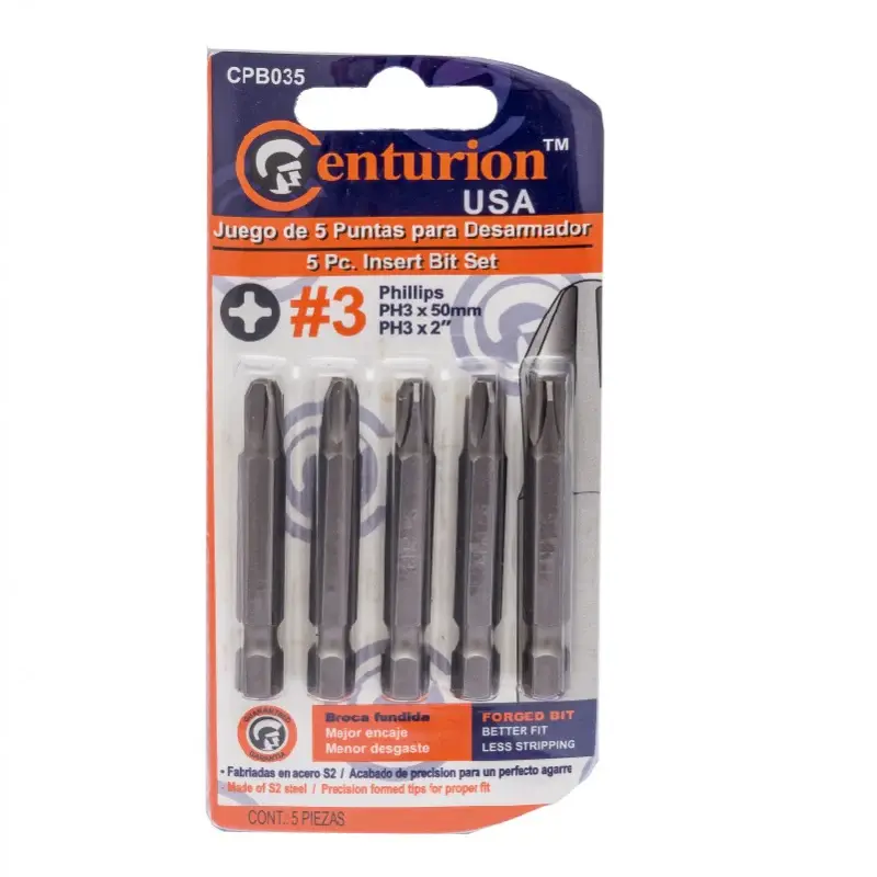 Centurion #3 Philips 5pc Insert Bit Place CPB035