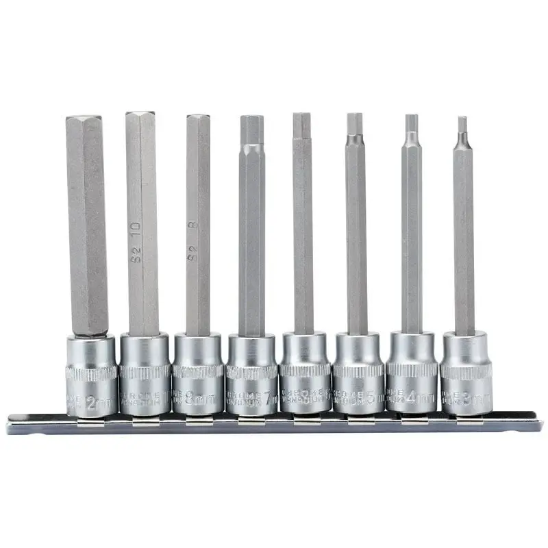 Draper D-HEX/8/100 Tall Metric Hex. Socket Bit Set, 3/8" Sq. Dr., 100mm (8 Piece) - (16286)