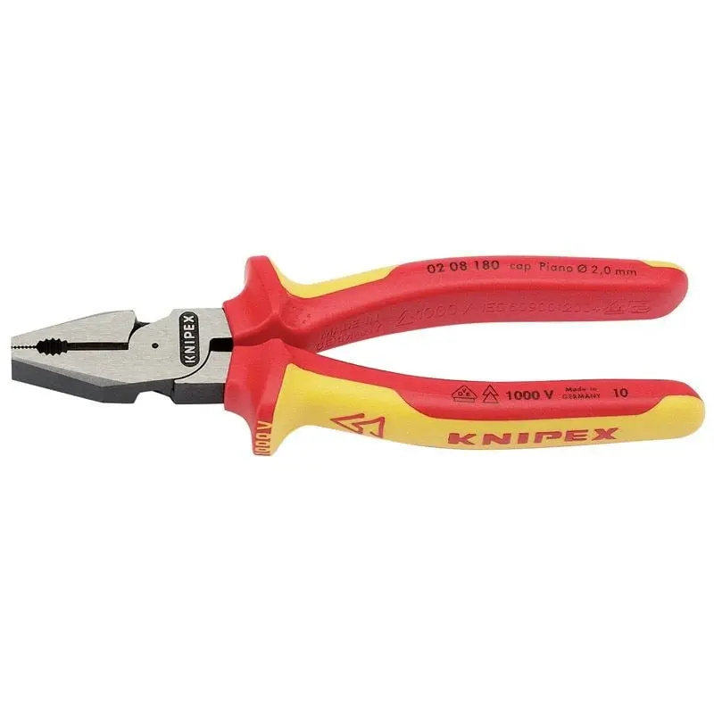 Knipex 02 08 180 UKSBE 02 08 180UKSBE VDE Fully Coated High Leverage Combination Pliers, 180mm - (32015)