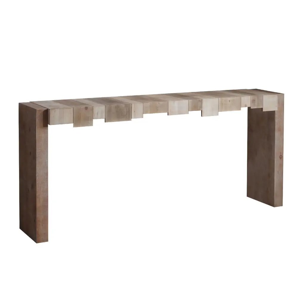 Modern Rustic Table Sculpted Block Design