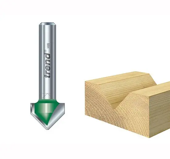 Trend C044 x 1/4 TCT Chamfer V Groove 45 degree 6.0 x 12.7mm - C044x1/4TC Routerbit Vgroove