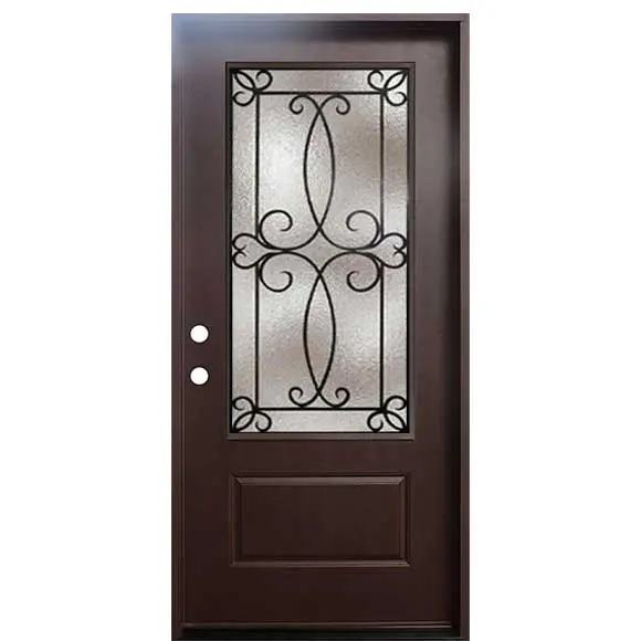 Ulysses 36 . x 80 . 3/4 Lite Decorative Glass Stained Dark Walnut Prehung Grp Exterior Door Brickmold