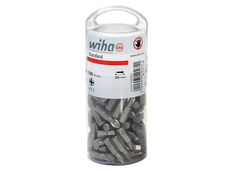 Wiha Standard Pozidriv Bits PZ2 25mm Tub 100