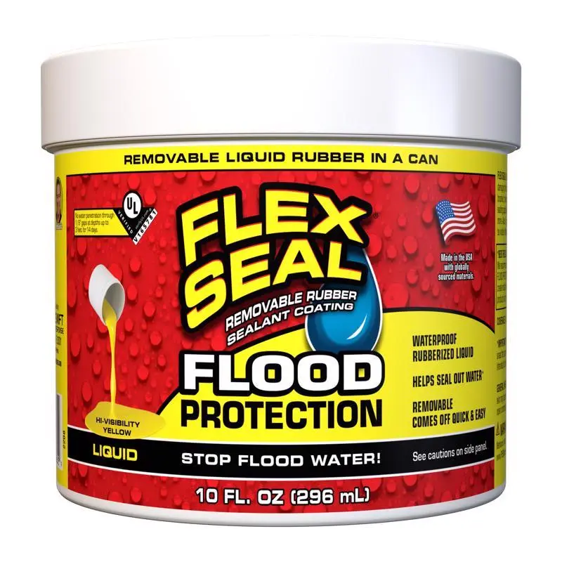 Flex Seal Family Products Flood Protection Yellow Liquid Rubber Sealant Coating 10 oz Pack 4