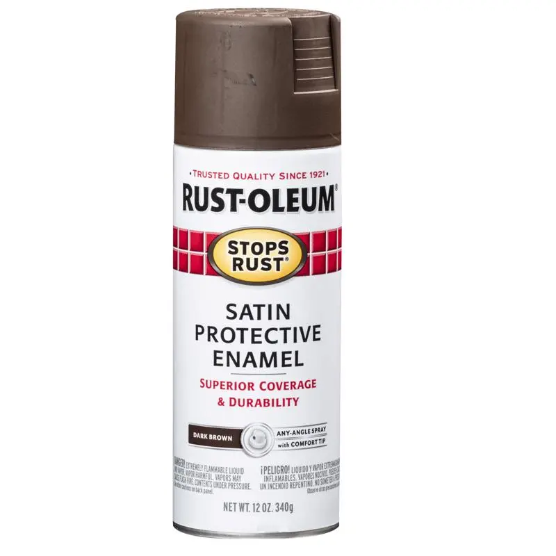 Rust-Oleum Stops Rust Satin Dark Brown Protective Enamel Spray Paint 12 oz Pack 6