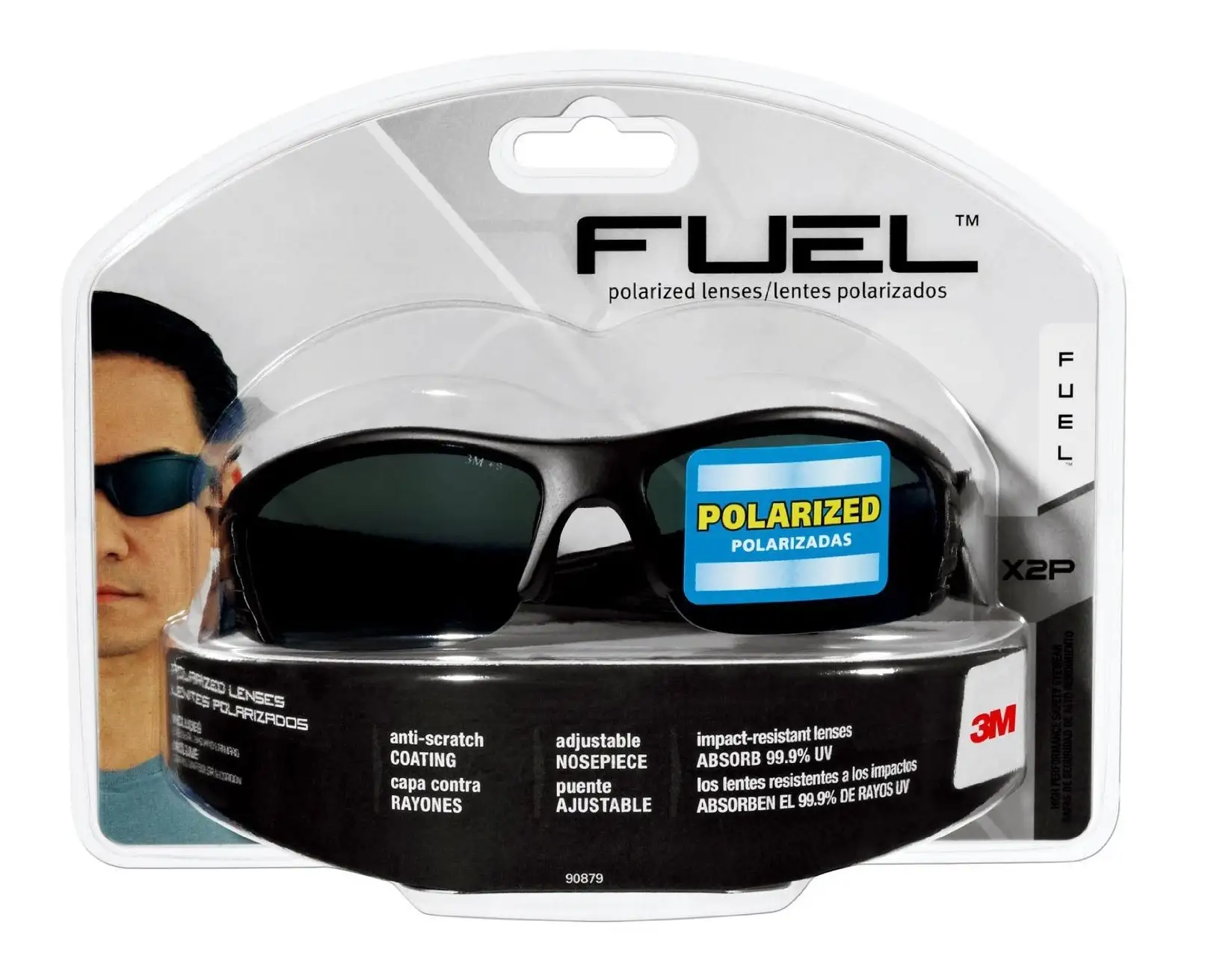 3M 90879-80025 Fuel X2P Polarized Safety Glasses Gray Lens Eye Protection