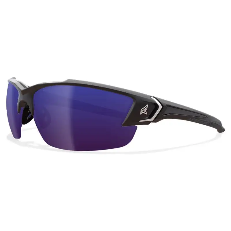 Edge Eyewear Khor G2 Polarized Safety Glasses Blue Mirror Lens Black Frame 1 pc ANSI Z87.1 Certified