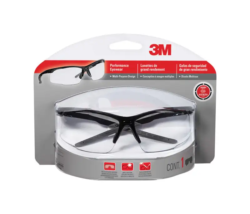 3M Anti-Fog Safety Glasses Clear Lens Black Frame Pack 4