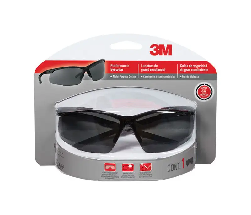 3M Anti-Fog Safety Glasses Gray Lens Black Frame Pack 4