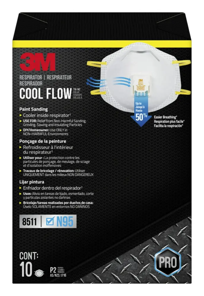 3M N95 Respirator 8511, 10 Pack, NIOSH-APPROVED N95, Features 3M CHIC FLOW Exhalation Valve, Relief From Dusts & Certain P...